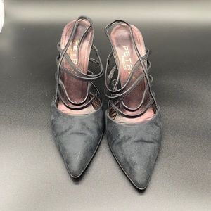 Petra Firenze Italian suede Black straps pumps